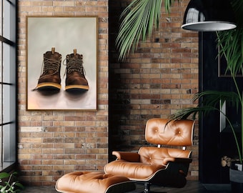 ORIGINAL Oil Painting "Hiking Boots 2", Hiking Boot, Shoe, Boots, Original Art, Art, Painting, Hike, Hiker, Mountains, Outdoors, Camping,