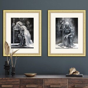 Full Armor Knights, Ephesians, sword, armor, knight, scripture, God, Jesus, Christian art, fine art print, Giclee print, pray, prayer image 6