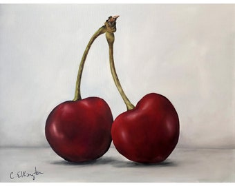 Fine Art Giclee Print, Cherry, Cherries, Print, Fine Art Print, Giclee, Cherry Print, Kitchen Art, Food, Fruit, Still Life, Red, Painting