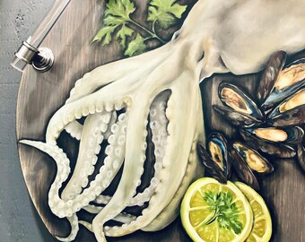 Hand Painted Seafood Serving Trays