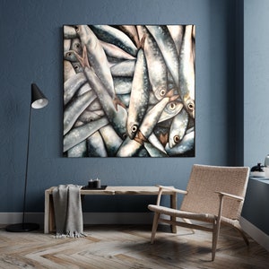 ORIGINAL Oil Painting “All The Fish”, painting, fish, seafood, art, ocean, sea, sea life, fish market, coastal art, coastal decor, modern