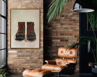 ORIGINAL Oil Painting "Hiking Boots 1", Hiking Boot, Boots, Painting, Original Art, Art, Hiker, Hike, Mountains, Outdoors, Camping