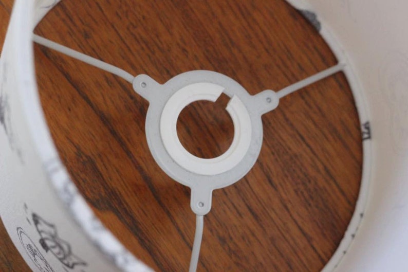 Handmade grey chervil on white linen fabric drum lampshade image 3