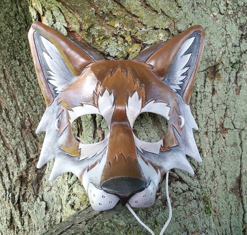 Leather Gray Wolf Mask Timber Wolf Mask Artic Wolf Mask