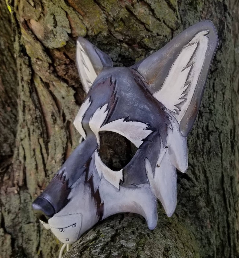 Leather Gray Wolf Mask Timber Wolf Mask Artic Wolf Mask