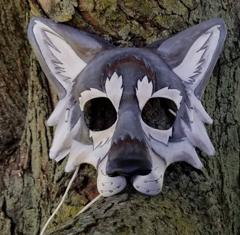 Leather Gray Wolf Mask Timber Wolf Mask Artic Wolf Mask