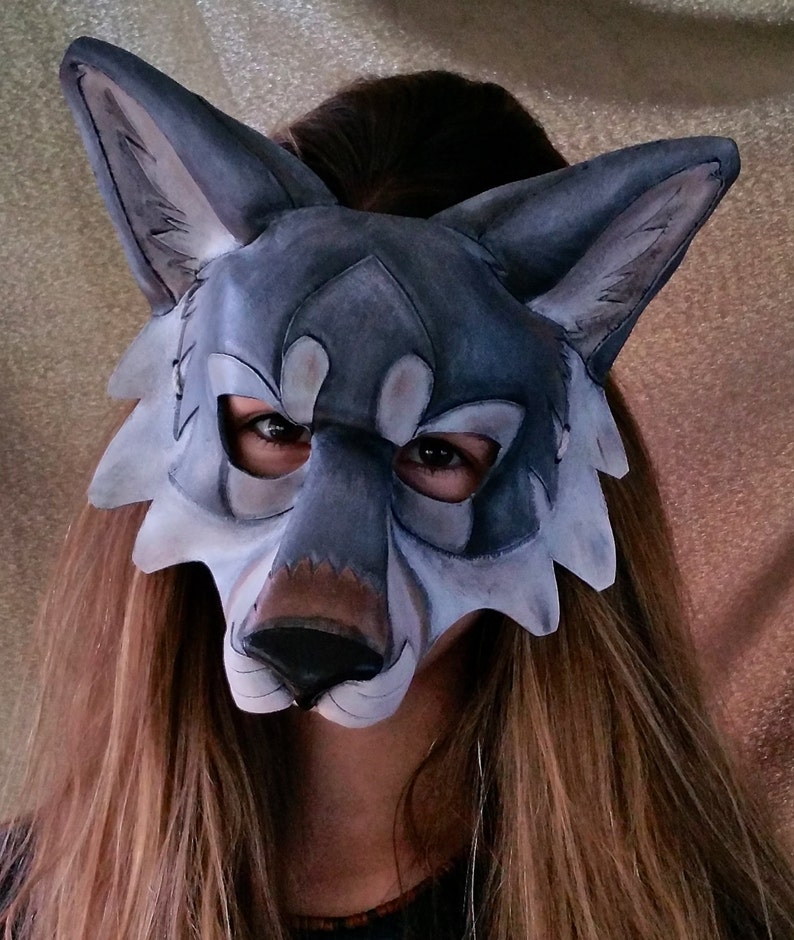 Leather Gray Wolf Mask Timber Wolf Mask Artic Wolf Mask