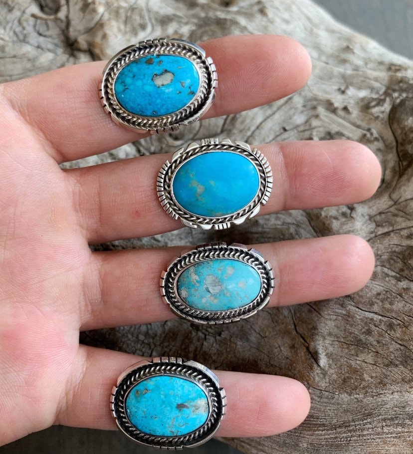 Turquoise and Sterling Silver Ring - Etsy
