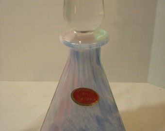 Lavorazione Murano  Perfume Bottle Art Glass Pastel Colors Swirl 7"