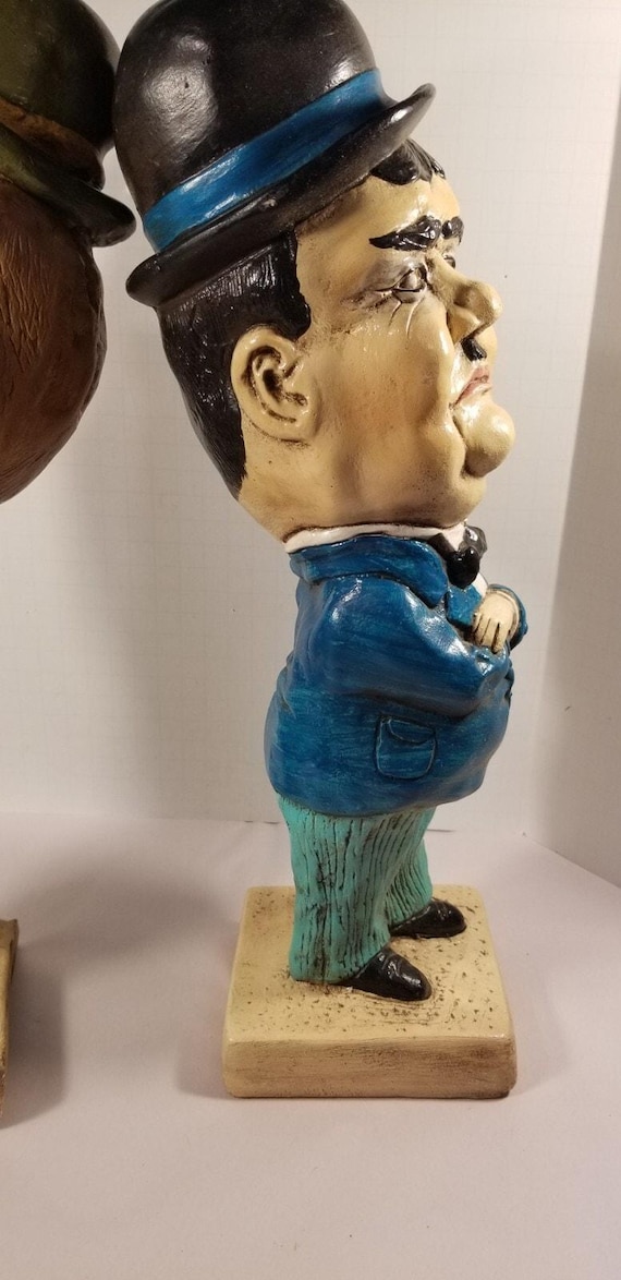 Vintage Chalkware LAUREL & HARDY Statues Figurines Large