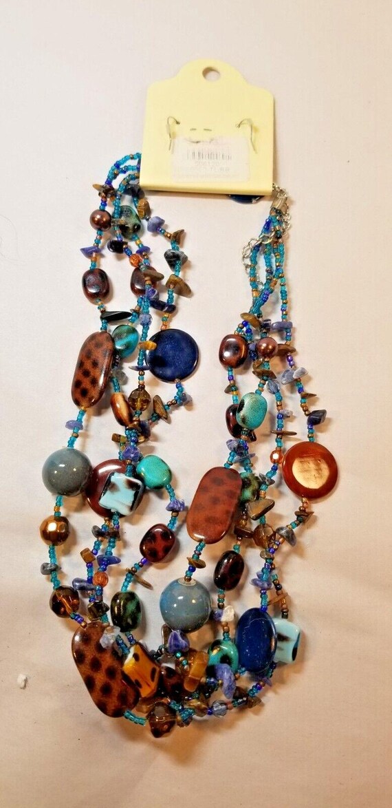 Esmor Multi Layered Turquoise Beads Necklace & Ea… - image 7