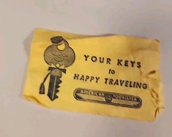 AMERICAN TOURISTER TIARA Key Smiling Bellhop Anthropomorphic Vintage w/envelope