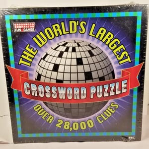 The World&#39;s Largest Crossword Puzzle-28,000 Clues-91,000 Squares-7&#39; by 7&#39;-SEALED Vintage