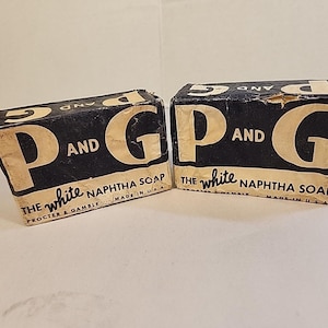2 Vtg P and G The White Naphtha Laundry Bar Soap for Dishes Cleaning Made in USA