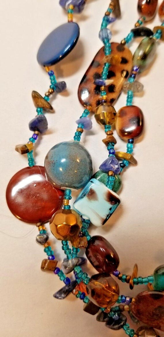 Esmor Multi Layered Turquoise Beads Necklace & Ea… - image 6