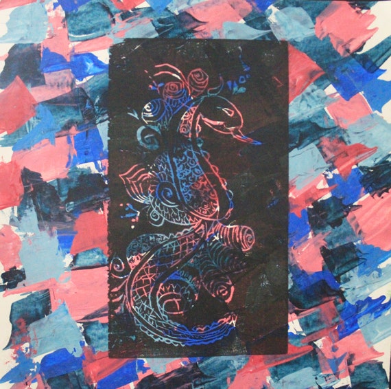 Ethnic Peacock Woodcut Prints