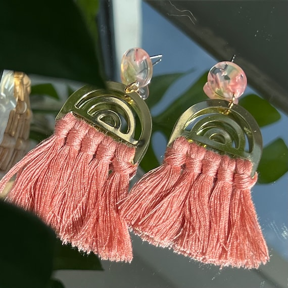 Hibiscus Fringe Earrings