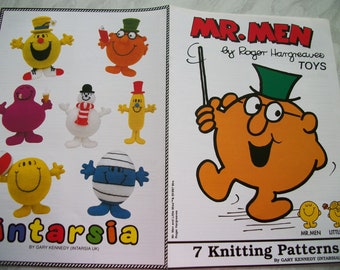 Character knitting pattern booklets, Toys, Sooty, The wind and the Willows, Yogi, Rainbow, Tom and Jerry, Flintstones, 1990s Original