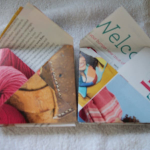 12 Knitting Magazine Envelopes, 6.5cm x 6.5cm, 3" x 3" & 4" x 4", Scrapbook, Junk Journals, Crafts, Journaling, Recycled, Repurposed