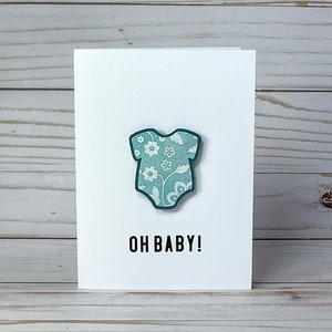 Oh Baby Onsie Karte | Babyparty | Neues Baby | Handgemachte Blanko Karte | Niedliche einfache Baby Karte