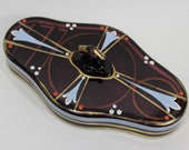 Cambridge Glass Company Vanity Tray Hand Painted Amethyst Glass Sectional Powder Box