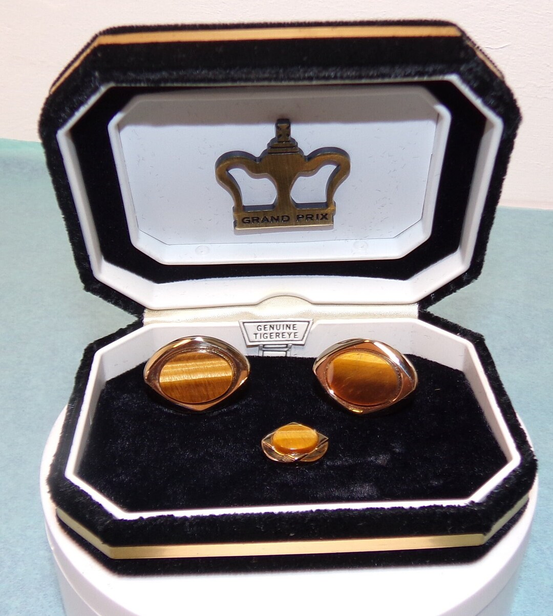 Fermoir Vintage Swank - Ton Or Et Oeil De Tigre - Modèle 102516 - Très Bon état