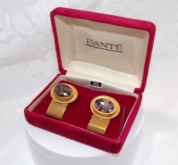 016 RARE Vintage 1960s DANTE Cufflink's Gold Tone , R… Gem