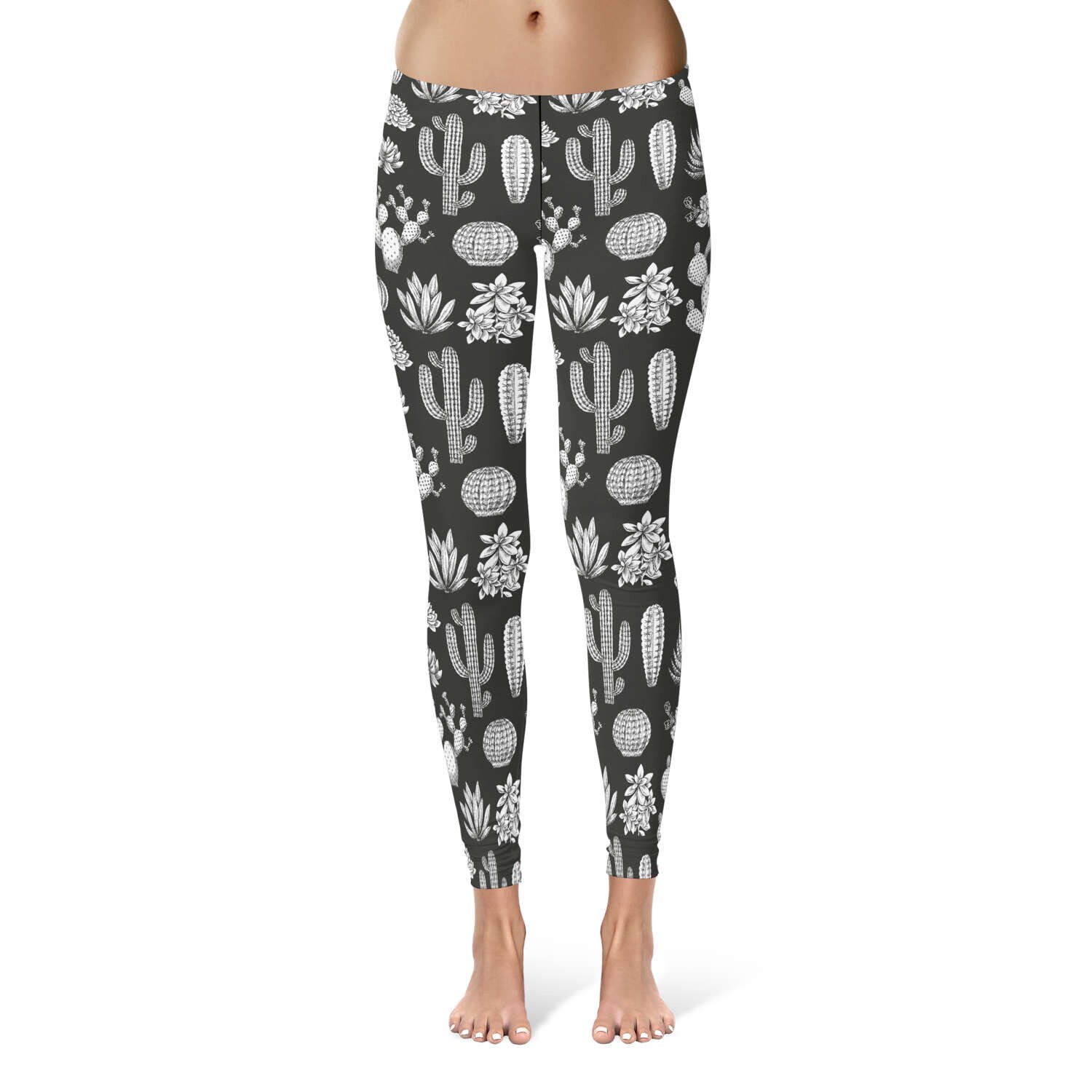 Cactus allover print leggings pants workout gear yoga pilates Etsy