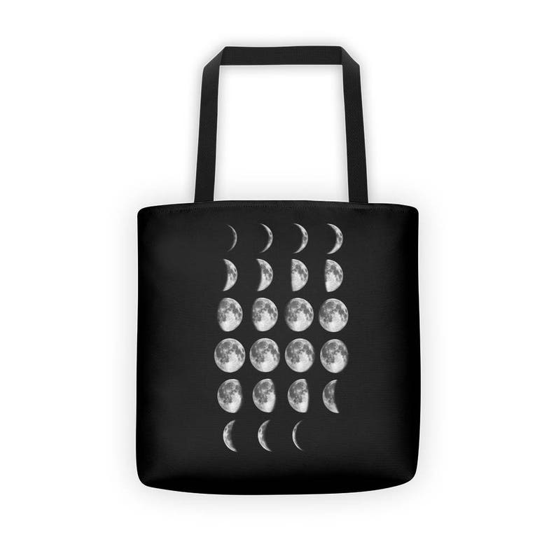 Moon Phases tote bag shopper farmers market book books man in the moon cycle cycles full moon faces