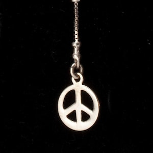 Colar Peace & Love em prata esterlina com corrente e elo - para homens e mulheres - feito à mão por pedido