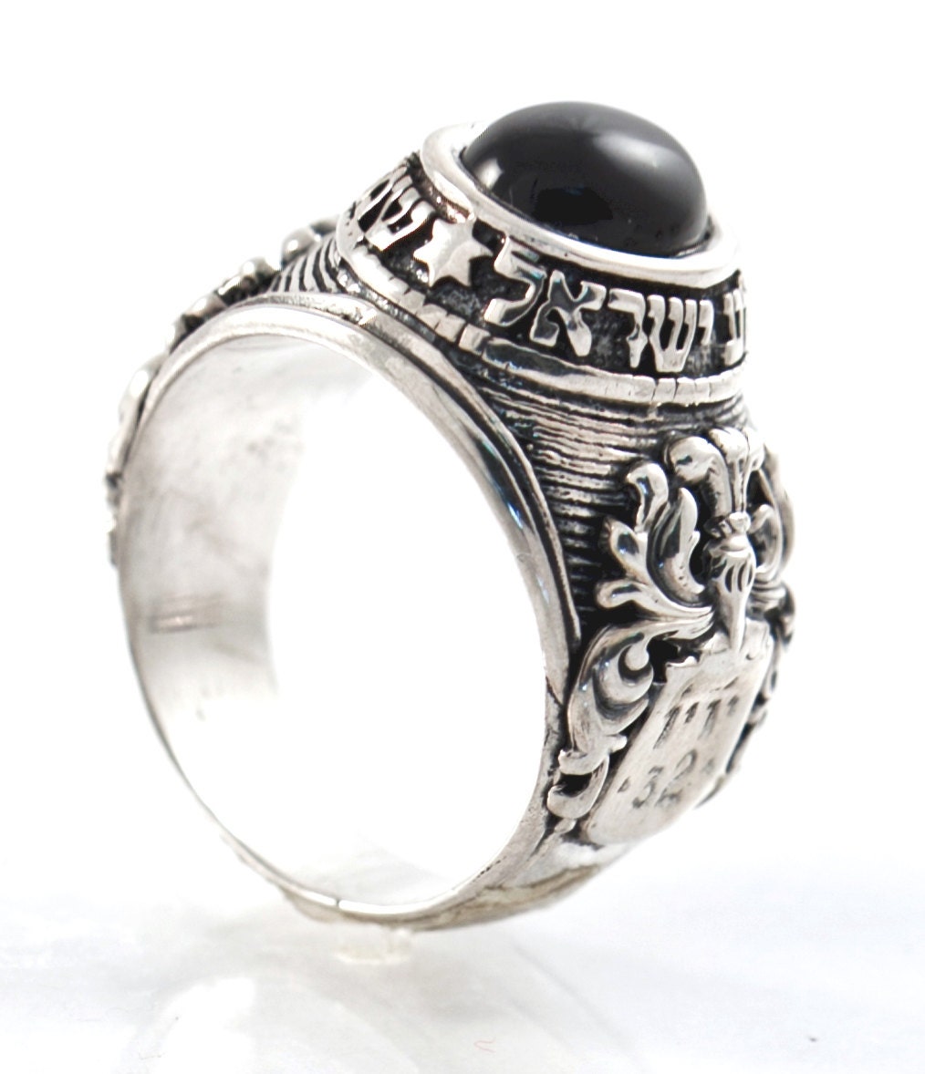 Silver Ring with Black Onyx Stone for Men with Shema Etsy