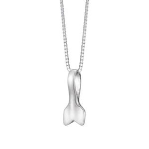 Whale Tail Necklace in White Gold and Silver Good Luck for Men and Women - Handmade per Order