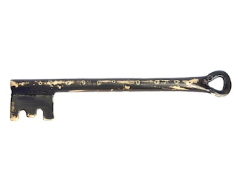 Judaica Key Home Blessing with Kabbalah Engravings - Style Thousand Blessings - Black Brass - Customizable & Handmade per Order