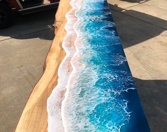 YOUR Custom Listing- Live Edge Maple Ocean Console Table