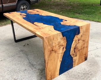 YOUR Custom Listing- AMAZING 6’ Live Edge Maple River Waterfall Desk