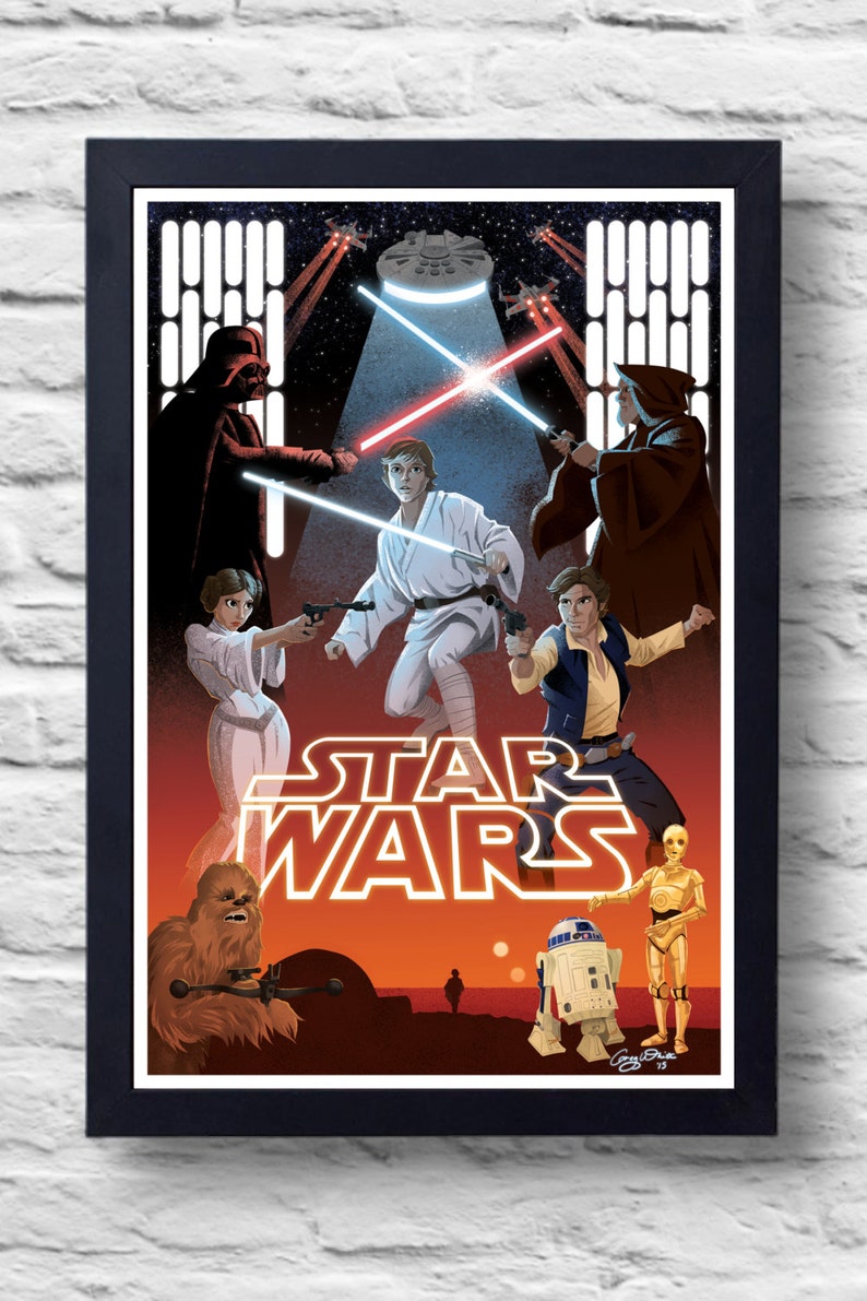 Star Wars Movie Poster Print Film Illustration Painting | Etsy