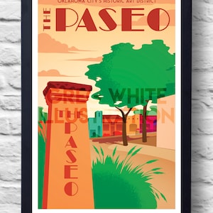 OKC Paseo Vintage Travel Poster, art, retro painting, gift