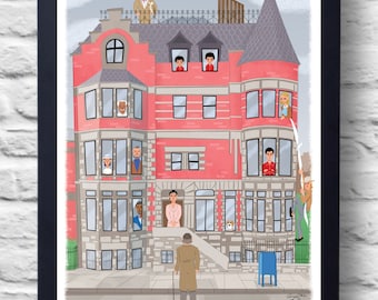 The Royal Tenenbaums-Movie Poster Print, film illustration art, retro painting