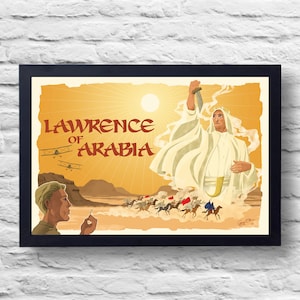 Lawrence of Arabia Landscape Movie Poster Print, classic film illustration, art, painting, gift