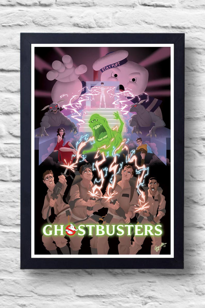 Ghostbusters 1984 Movie Poster Print Film Illustration Art Etsy