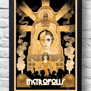 Metropolis- Movie Poster Print, art deco illustration, art, painting, gift