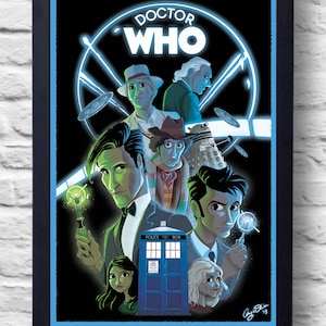 Doctor Who- Sci Fi TV Show Time Lords Tardis Poster Print, Digital Illustration, art, painting, gift