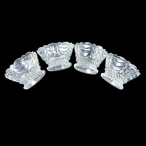 Antique 1870s EAPG Dessert or Berry Bowls Curtain or Sultan Pattern, 150-years old, 4 Pieces, Colorless Handmade Glass, Exquisite Condition!