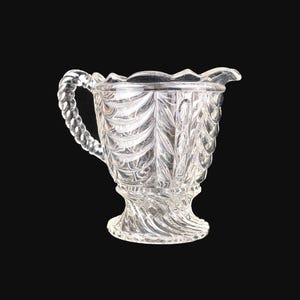 Antique 1870s EAPG Creamer Curtain or Sultan Pattern, 150-years old, Colorless Handmade Glass, Exquisite Condition!