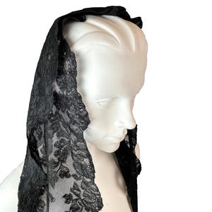 Antique Lace Mourning Veil Dated 1865-1875 Silk Cap with Long Lappets Chantilly Lace
