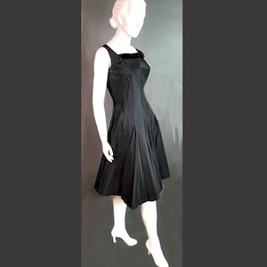 Vintage 1950s Dress, Taffeta & Velvet, Godet Swing Skirt, Never Worn, MINT CONDITION