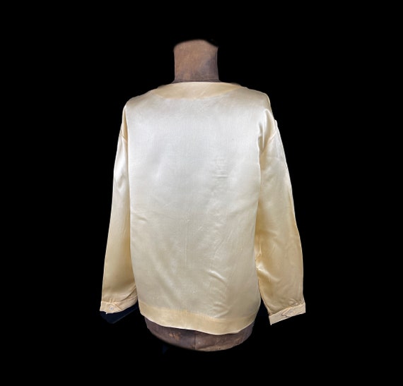 Vintage c. 1930 Ivory Silk Blouse Art Deco with S… - image 4