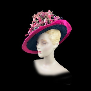 SOLD!! RARE! Antique Edwardian Hat c. 1910 Vintage Couture Hat Wide Brim with Provenance NOT a Reproduction! Museum Worthy