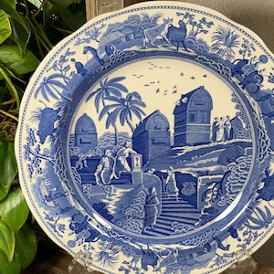 Spode CARAMANIAN Blue Room Collection Dinner Plate - Traditions Blue and White Transferware - Hand Engraved Copper Plate - England