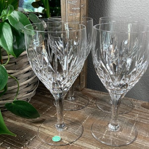 Four (4) Stuart KENT Crystal Water Goblets - Cut Fan - England - Wedding Anniversary - Excellent Condition